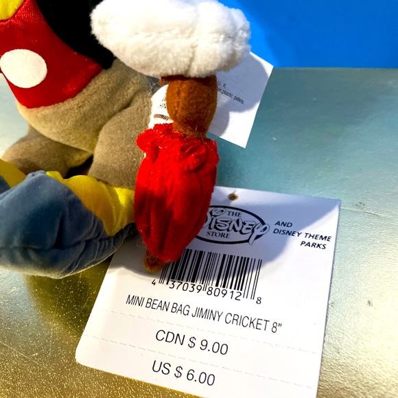 DISNEY EXCLUSIVE NWT VTG 1990s PINOCCHIO RETIRED JIMINY CRICKET BEAN BAG PLUSH - Picture 9 of 9